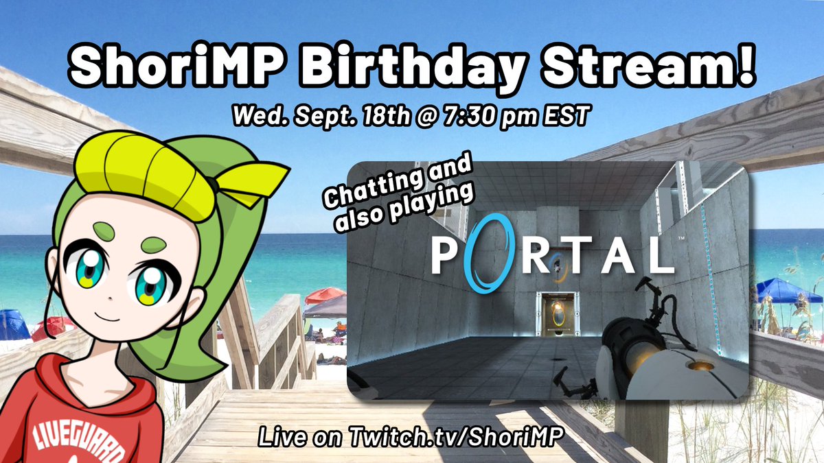 ShoriMP's tweet photo. SUP BABES! 🎉🍰
Guess who's back this week for her birthday!!

Let's catch up and also probably play some Portal!
Wed 9/18 @ 7:30 pm EST https://t.co/AEzgdxx9TA