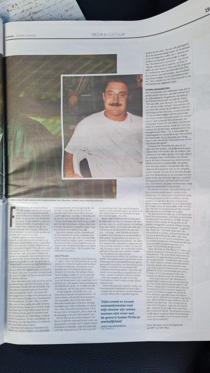 Mooi stukje in de Belgische krant De Morgen dit weekend. Gaat over de nieuwe serie Ferry die in België vanaf volgende week te zien is en de gelijkenissen met het leven van Janus van Wesenbeeck, de hoofdfiguur van mijn boek Drugsbaron.