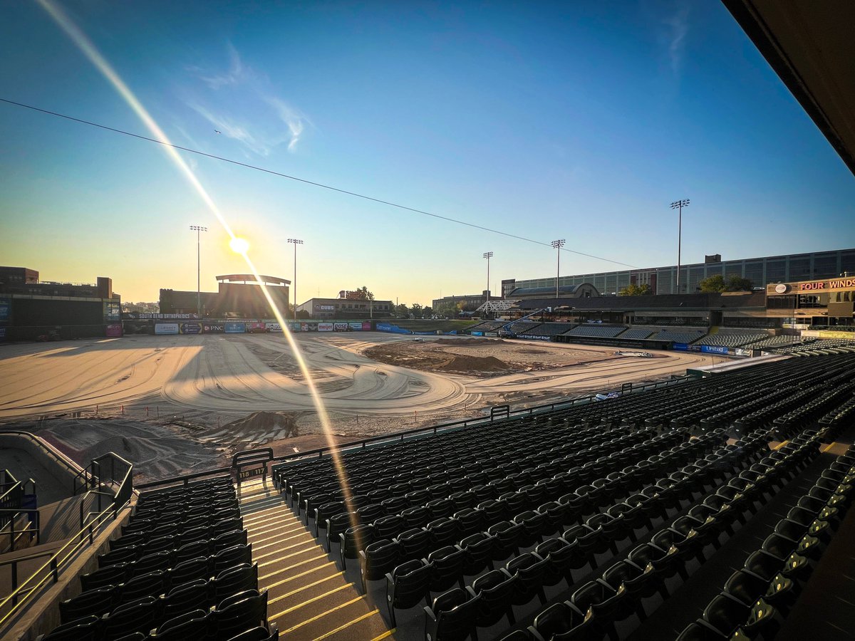 Another beautiful sunrise over the sandlot at <a href="/FourWindsField/">Four Winds Field</a>.
Have a great week!