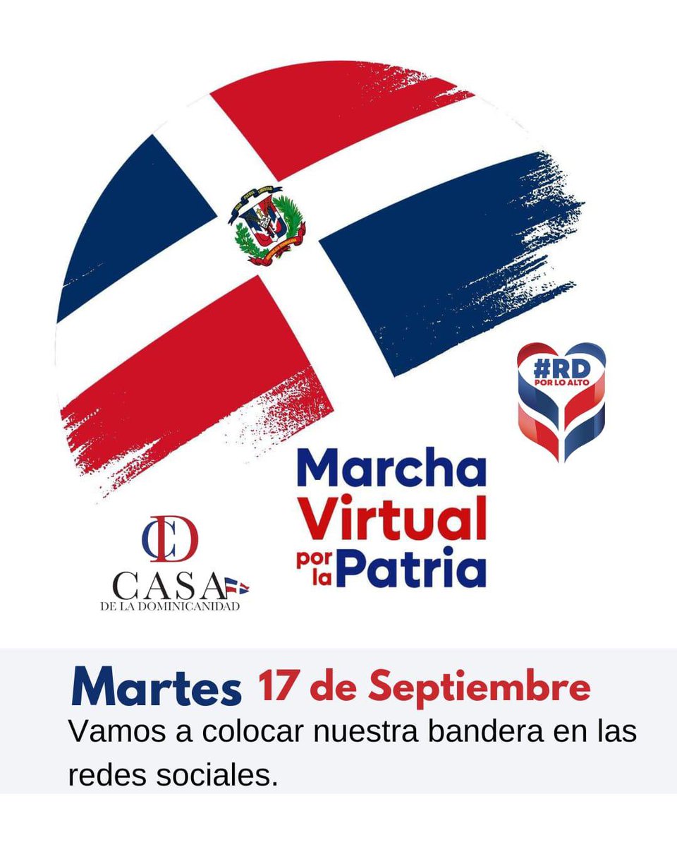 hernaniaquino17's tweet photo. ¡Hagamos ondear nuestra Bandera Dominicana en las redes! Unamonos a esta Marcha Virtual y demostremos nuestro amor y apoyo a la Patria, sin importar dónde estemos. Juntos, como uno solo, ¡unidos en una misma causa! #PorAmorRD❤️ #RDPorLoAlto🇩🇴 https://t.co/UwfZz15VrL