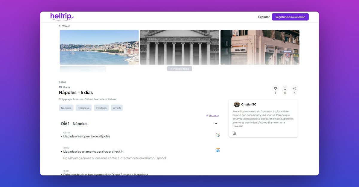 RichardSC__'s tweet image. Like all #entrepreneurs, I have had many 𝗳𝗮𝗶𝗹𝗲𝗱 𝗽𝗿𝗼𝗷𝗲𝗰𝘁𝘀. One of them was heltrip.com.

A platform where users could create detailed travel itineraries and share it with others 📍🗺️

𝗥𝗘𝗟𝗘𝗩𝗔𝗡𝗧 𝗙𝗨𝗡𝗖𝗧𝗜𝗢𝗡𝗔𝗟𝗜𝗧𝗜𝗘𝗦 🌎
1 - Travelers could…