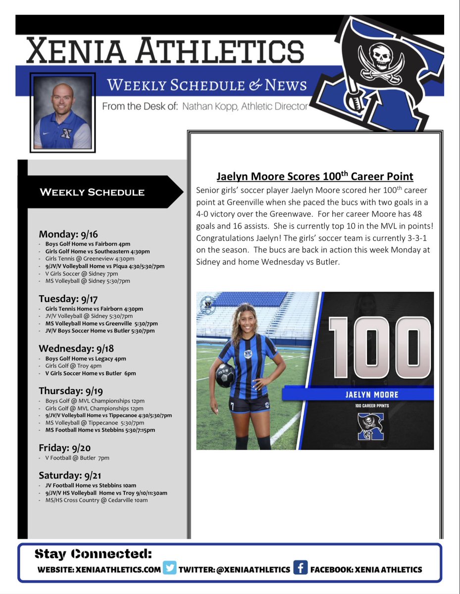 XeniaAthletics's tweet photo. Xenia Athletics Weekly Schedule &amp; News September 16-21 https://t.co/rzNz1qFLv9