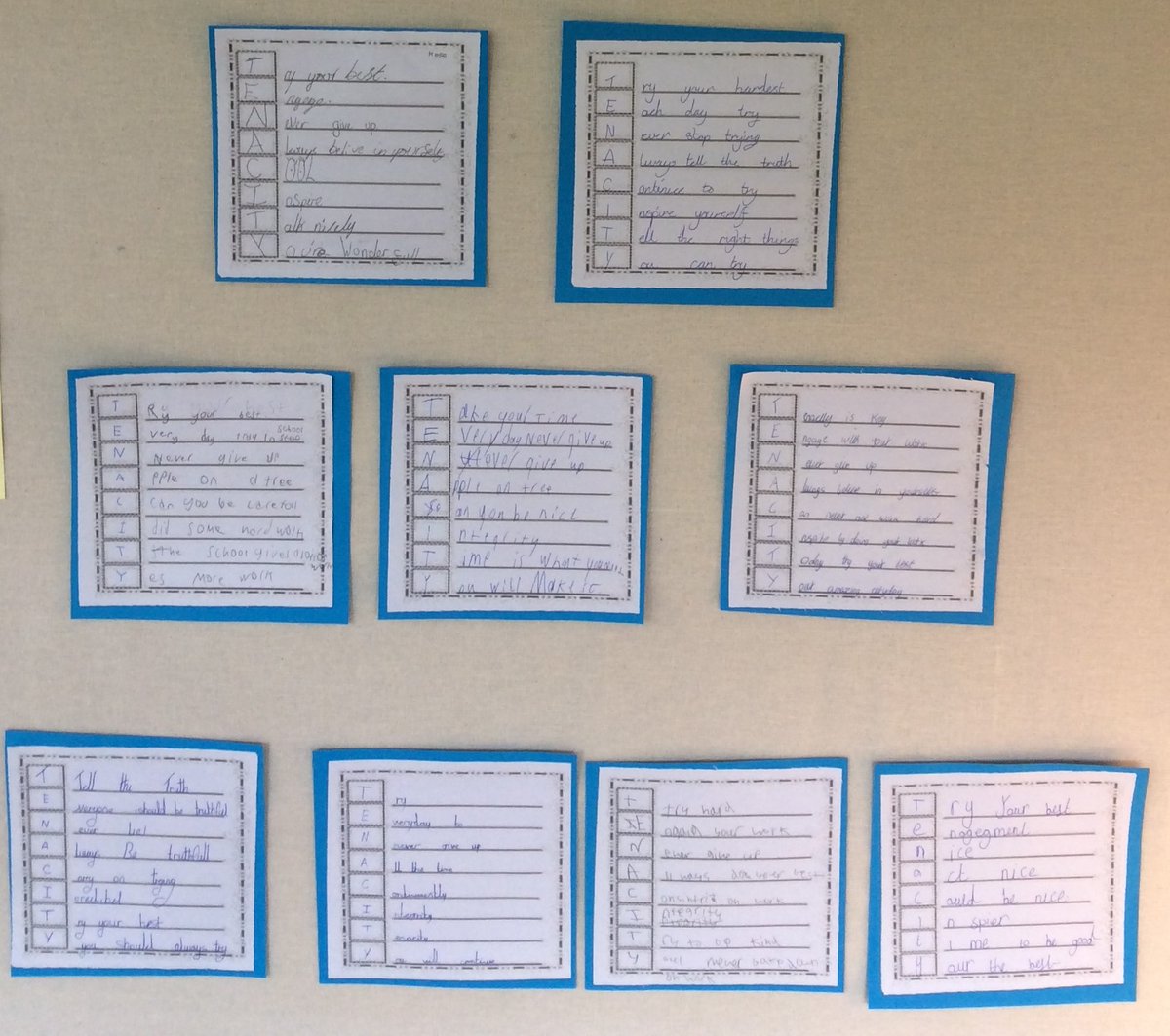 bwpy56's tweet photo. This term our focus is on Tenacity in Year 5/6. We started by making some acrostic poems to show what Tenacity means to us. Everyday we will try our best.  #BWPValues https://t.co/U609JWYAgG