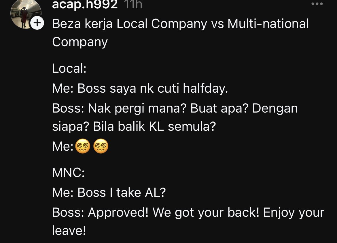 localrkyt's tweet image. Annual leave ni hak pekerja &amp;amp; boss tadak hak untuk tau, kenapa kita ambik annual leave. 

Entah sape la ajar nk cuti kena bagi reason semua. 😌
