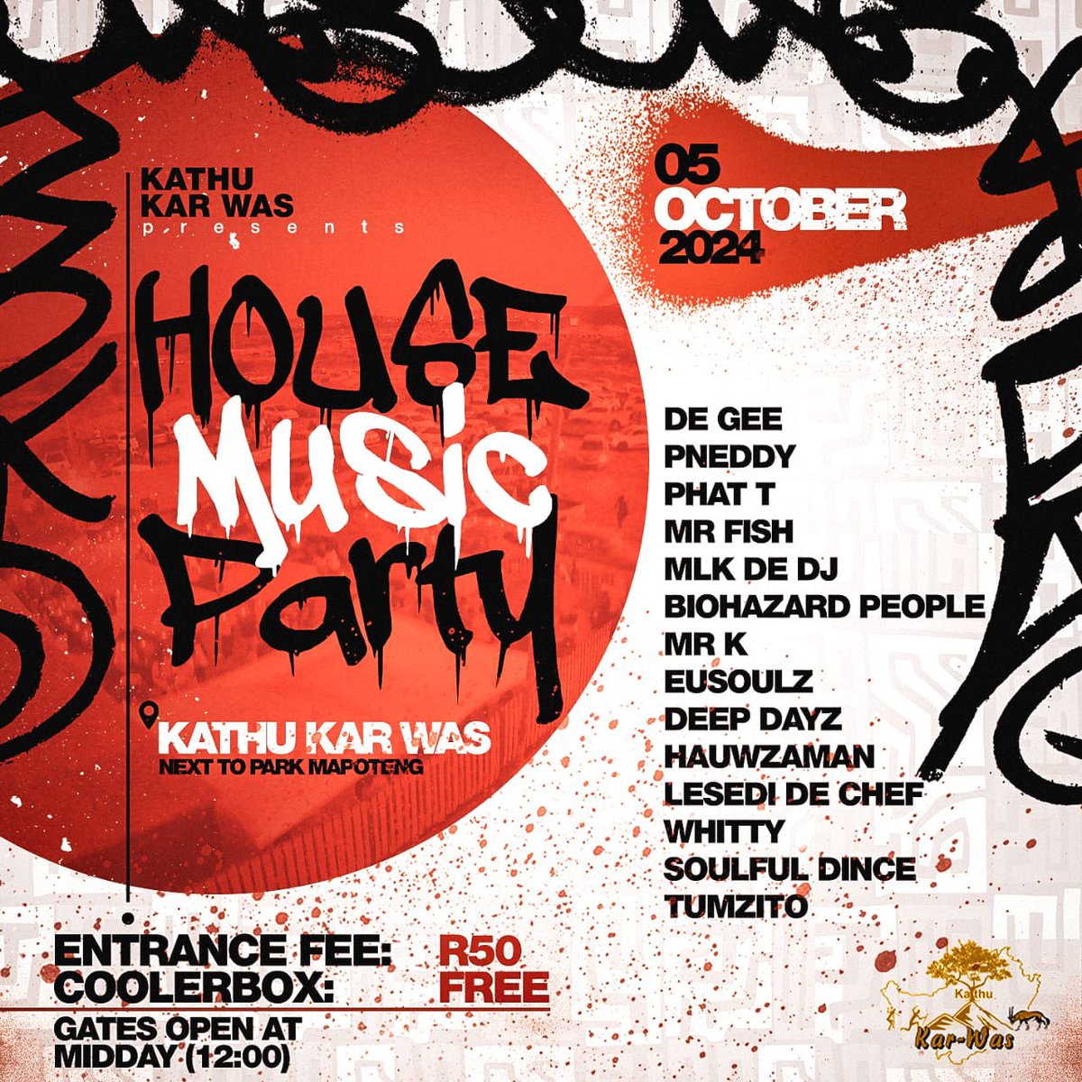 BioTechBorake's tweet image. Join KATHU KAR WAS for a night of Deep House and good vibes in Kathu on October 5th.

@FEEDMEMUSICEnt