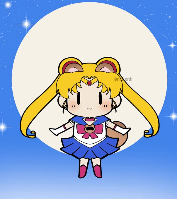 おは今夜は #中秋の名月 なのでセーラー◯ーンに化けてみたたぬき 