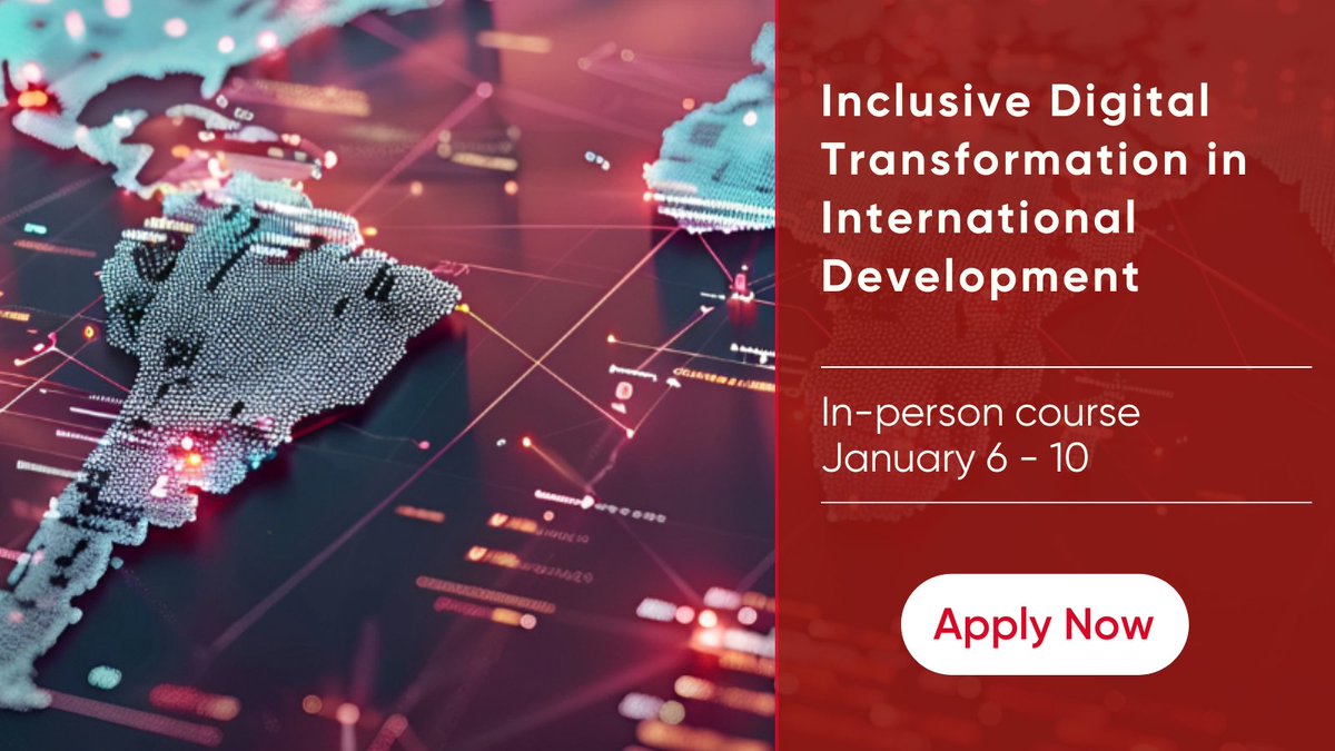 In-person course📢

Inclusive Digital Transformation in International Development

Will equip you with the practical frameworks to promote inclusive digital transformation in your development work

📅 January 6 to 10, 2025
📍IDS, Brighton, UK

Apply:
bit.pulse.ly/e0brfitqjq