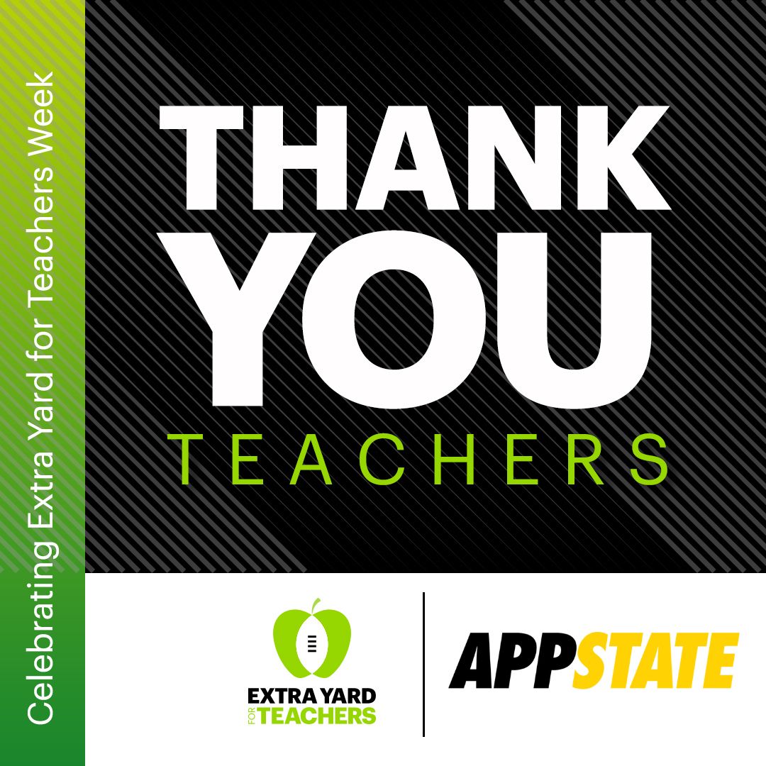 AppState RCOE (@appstatercoe) on Twitter photo It's <a href="/CFPExtraYard/">College Football Playoff (CFP) Foundation</a> for Teachers Week, and we want to recognize all the <a href="/appstate/">Appalachian State</a> alumni who are educators and who are making a difference in the lives of their students! #ExtraYardforTeachers #GreatTeachersChangeLives #FirstTeach It's <a href="/CFPExtraYard/">College Football Playoff (CFP) Foundation</a> for Teachers Week, and we want to recognize all the <a href="/appstate/">Appalachian State</a> alumni who are educators and who are making a difference in the lives of their students! #ExtraYardforTeachers #GreatTeachersChangeLives #FirstTeach