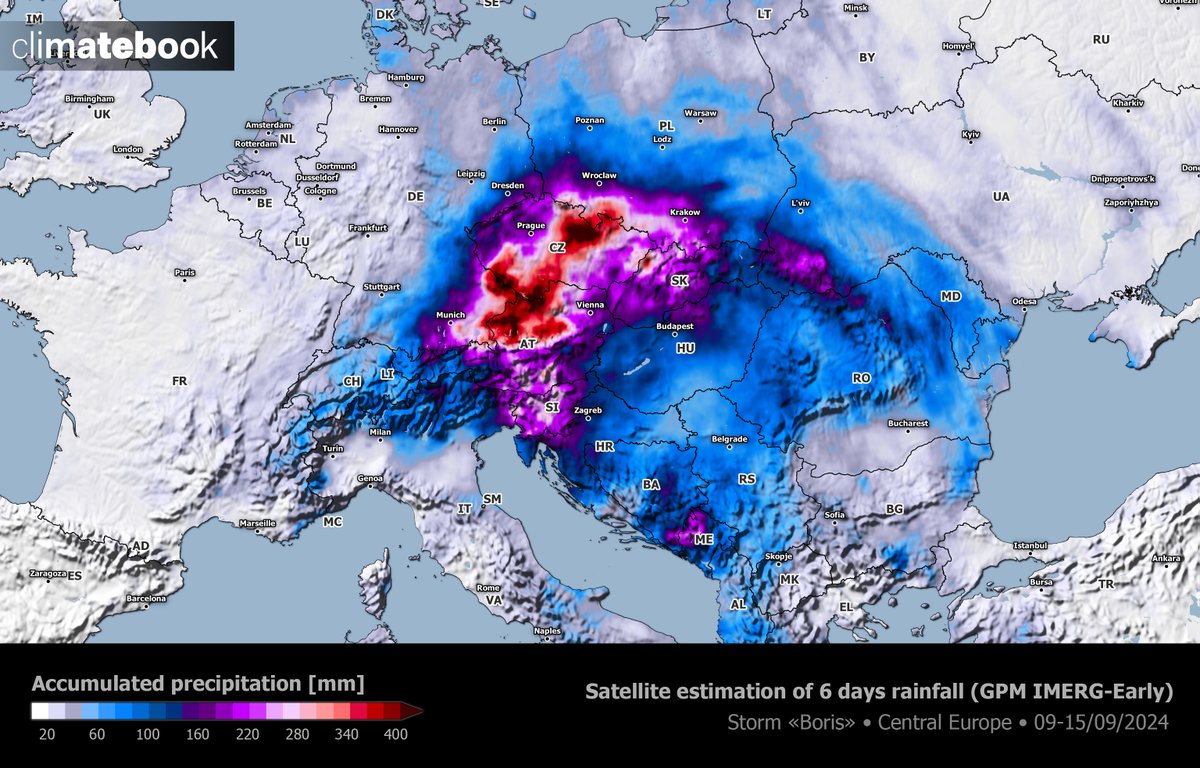 This graphic really highlights just how much rain has fallen in central Europe in the last few days. 

Poland for example has doubled and in some spots tripled the record for September rainfall. Millions and millions of litres of water with no where to go.