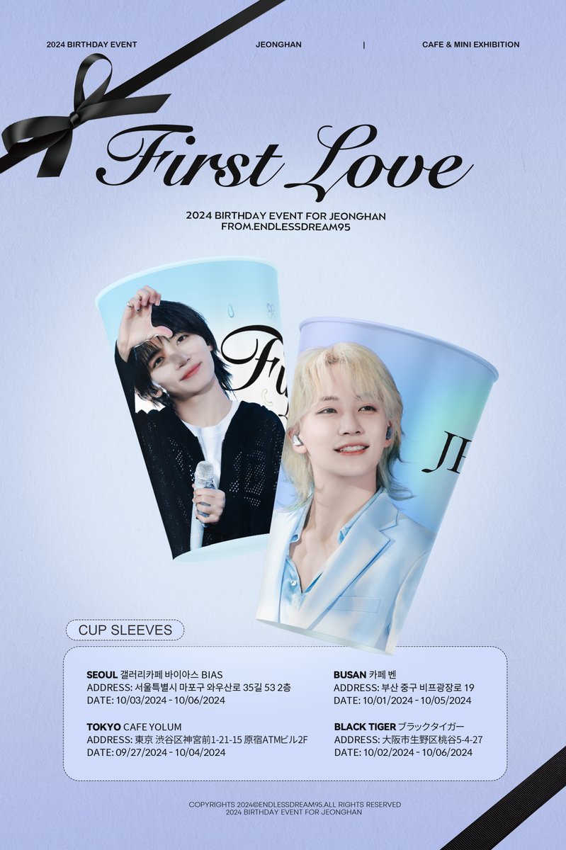 EndlessDream95's tweet photo. ˜”*°•. ˜”*°•.˜”*°• 𝓯𝓲𝓻𝓼𝓽 𝓵𝓸𝓿𝓮 •°*”˜.•°*”˜.•°*”˜

           2024 ᴊᴇᴏɴɢʜᴀɴ ʙɪʀᴛʜᴅᴀʏ ꜱᴜᴘᴘᴏʀᴛ - pt.1

                                     SEOUL
                   𝟙𝟘/𝟘𝟛 - 𝟙𝟘/𝟘𝟞 𝟙𝟙:𝟘𝟘-𝟚𝟘:𝟘𝟘
                                     BUSAN
                   𝟙𝟘/𝟘𝟙.𝟘𝟛.𝟘𝟝.𝟘𝟞 𝟙𝟙:𝟘𝟘 - 𝟙𝟠:𝟛𝟘
                   𝟙𝟘/𝟘𝟚.𝟘𝟜 𝟙𝟚:𝟘𝟘-��𝟡:𝟛𝟘
                                     TOKYO
                   𝟘𝟡/𝟚𝟟 - 𝟙𝟘/𝟘𝟜 𝟙𝟙:𝟘𝟘 - 𝟙𝟡:𝟘𝟘
                                     OSAKA
                   𝟙𝟘/𝟘𝟚 - 𝟙𝟘/𝟘𝟞 𝟙𝟘:𝟛𝟘-𝟙𝟠:𝟛𝟘

#you_r_always_be_theone
#정한 #윤정한 #ジョンハン