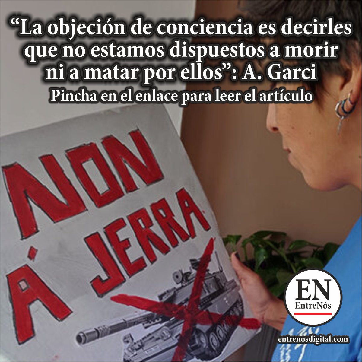 EntreNosDixital's tweet image. A. Garci nació en Ferrol en  1993. Es periodista y escritora. También es miembro de la asociación  @mundosenguerras . Esta entidad, junto a otras  de la urbe herculina, están organizando la 3ª Marcha Mundial por la Paz y  la Noviolencia en A Coruña.

👉 entrenosdigital.com/articulo/2-mar…