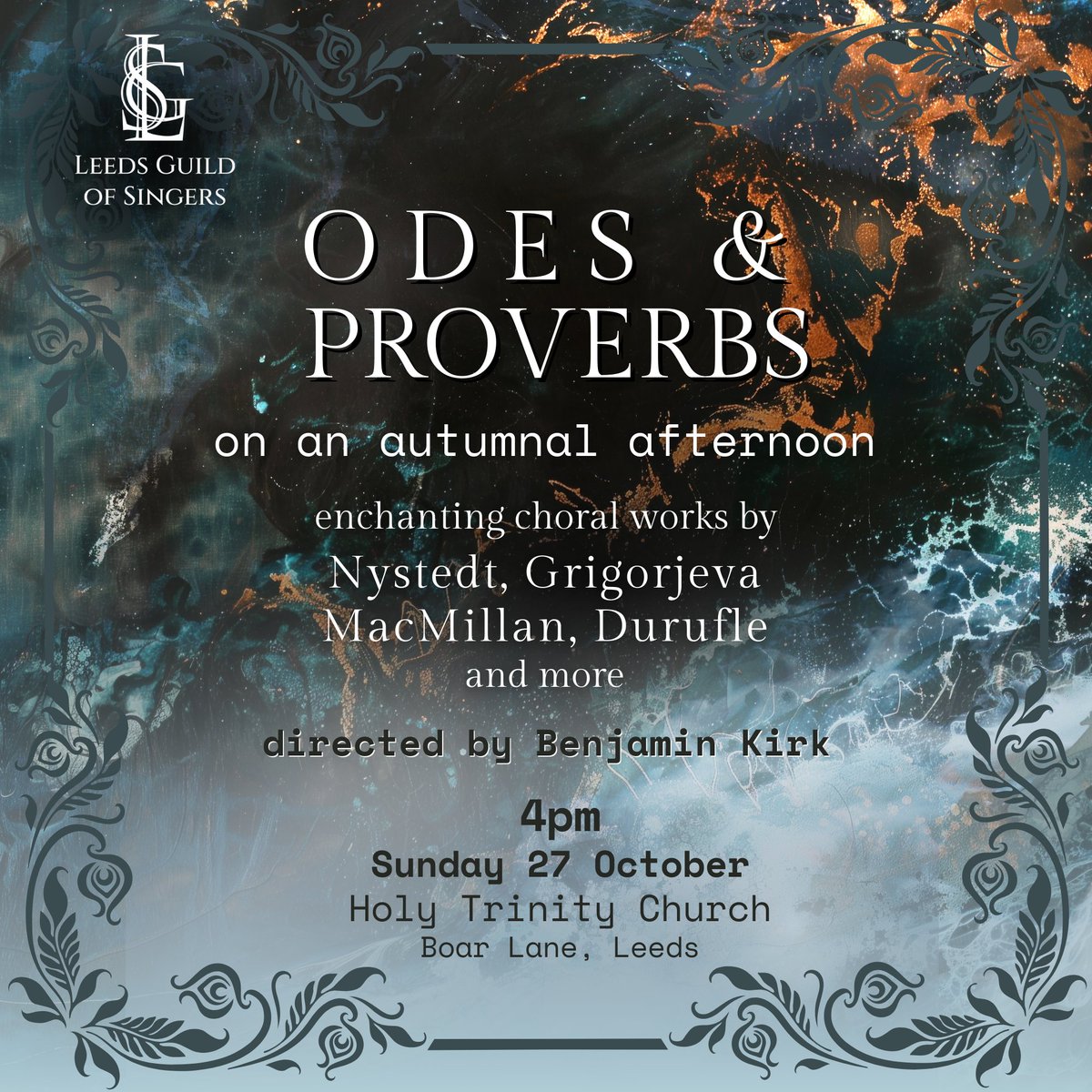 We begin our 24/25 season with Odes &amp; Proverbs - an autumnal evening of transcendental choral music in the centre of Leeds. #yorkshiremusic #choralmusic #leedslife #Nystedt #Durufle Tickets: ticketsource.co.uk/leedsguildofsi…