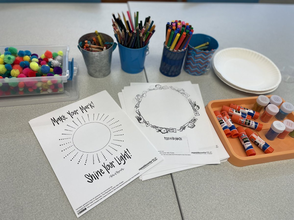 NESlibrary's tweet image. Celebrating #DotDay2024 with @peterhreynolds @DotClubConnect and others around the globe. Getting ready to make our mark with classes and creation stations set up in the library. Make your mark on this big wide world and see where it takes you Navigators! 💙🧡🥰 @NorthsideES