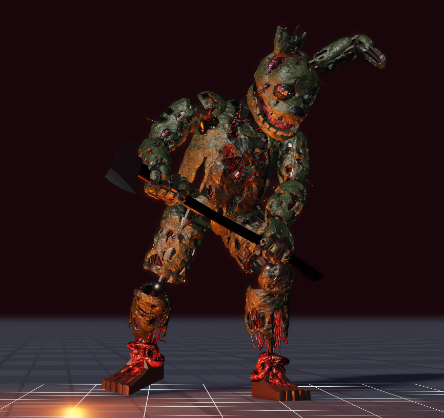 gojievv's tweet photo. might aswell show this other model, the springtrap i made for PC2. it was originally gonna be just a practice/fun model, but blade started working on pc2 while i was making it so why not throw it in there #pillarchase2 https://t.co/lWewApwXa4