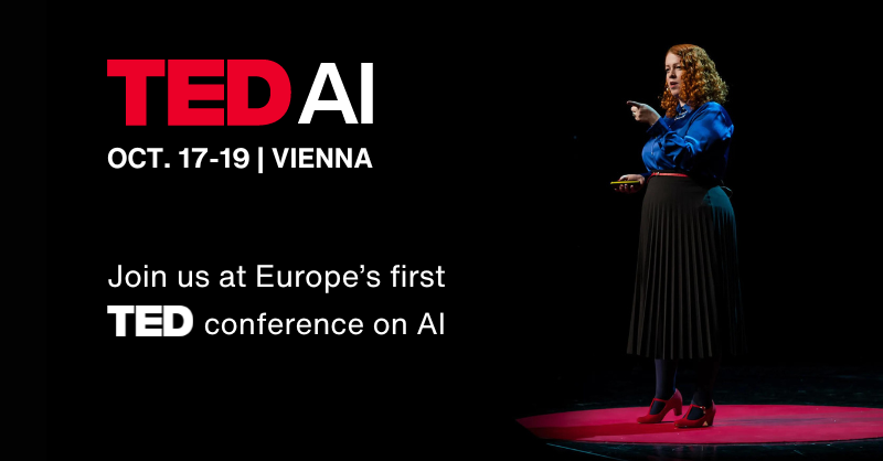 TEDAIVienna's tweet photo. TED is coming to Europe with an event exclusively dedicated to Artificial Intelligence. Join for a 3 day deep-dive experience into the future of AI.

Learn more about speakers &amp; program 👇