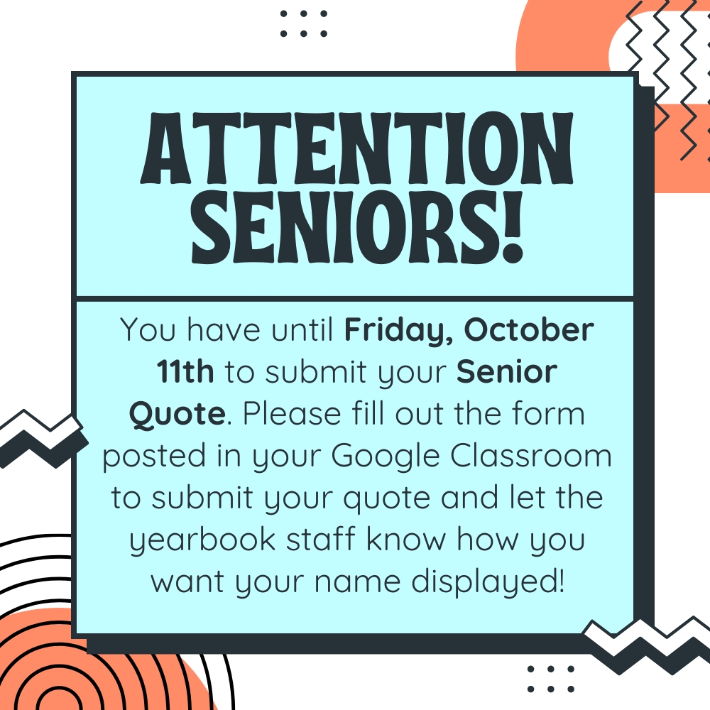 Please fill out the form on your Google Classroom by October 11th!
