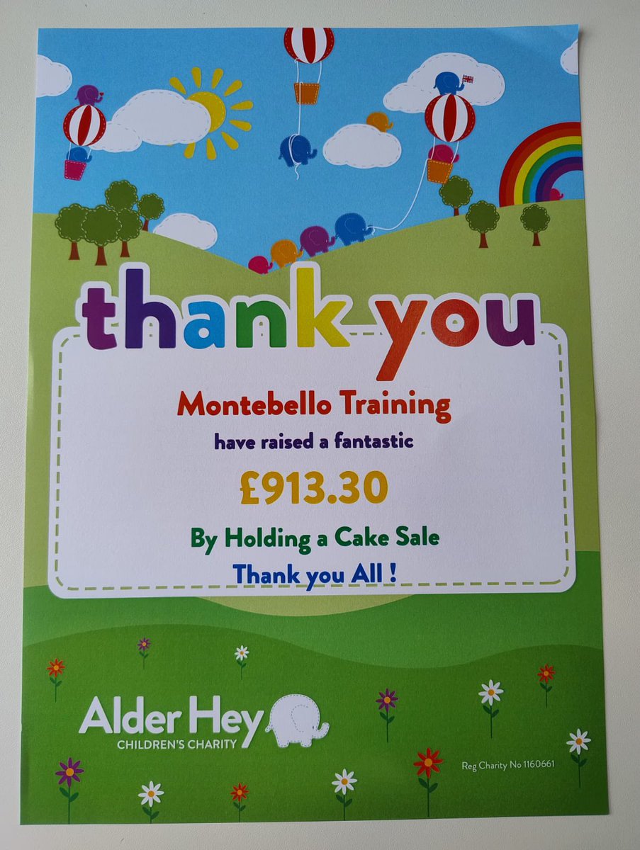 Thank you <a href="/AlderHeyCharity/">Alder Hey Children’s Charity</a> 😊