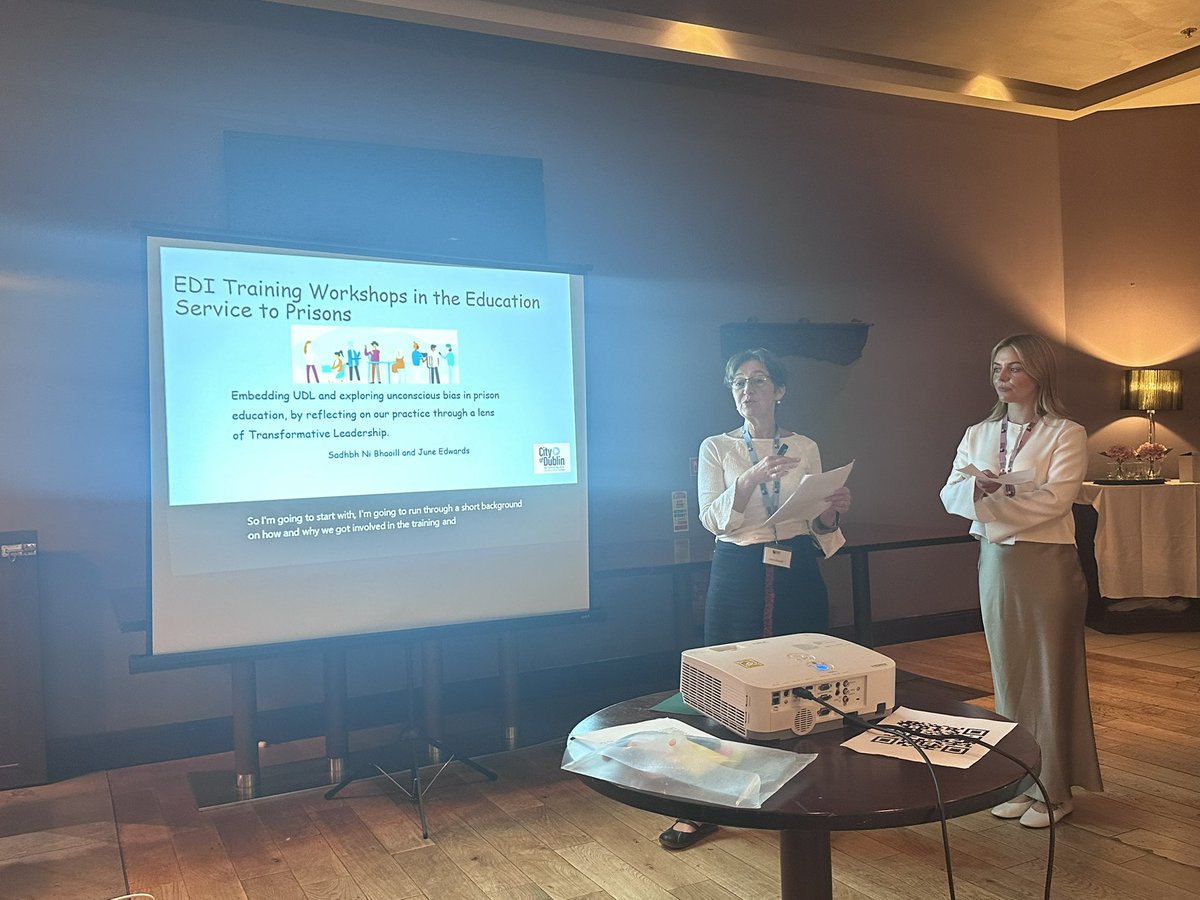 Delighted to hear the great work by June and Sadbh on Embedding #UDL in prisons through a transformative leadership lens. #UDLirl24