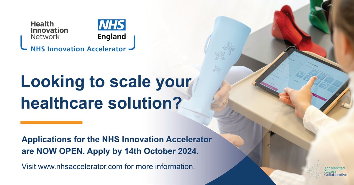 NHS England Transformation (@nhsdigital) on Twitter photo The <a href="/NHSEngland/">NHS England</a> supported <a href="/NHSAccelerator/">NHS Accelerator</a> is recruiting its next cohort of fellows. The programme is open to a wide range of innovators, including healthcare professionals. Apply now! The <a href="/NHSEngland/">NHS England</a> supported <a href="/NHSAccelerator/">NHS Accelerator</a> is recruiting its next cohort of fellows. The programme is open to a wide range of innovators, including healthcare professionals. Apply now!
