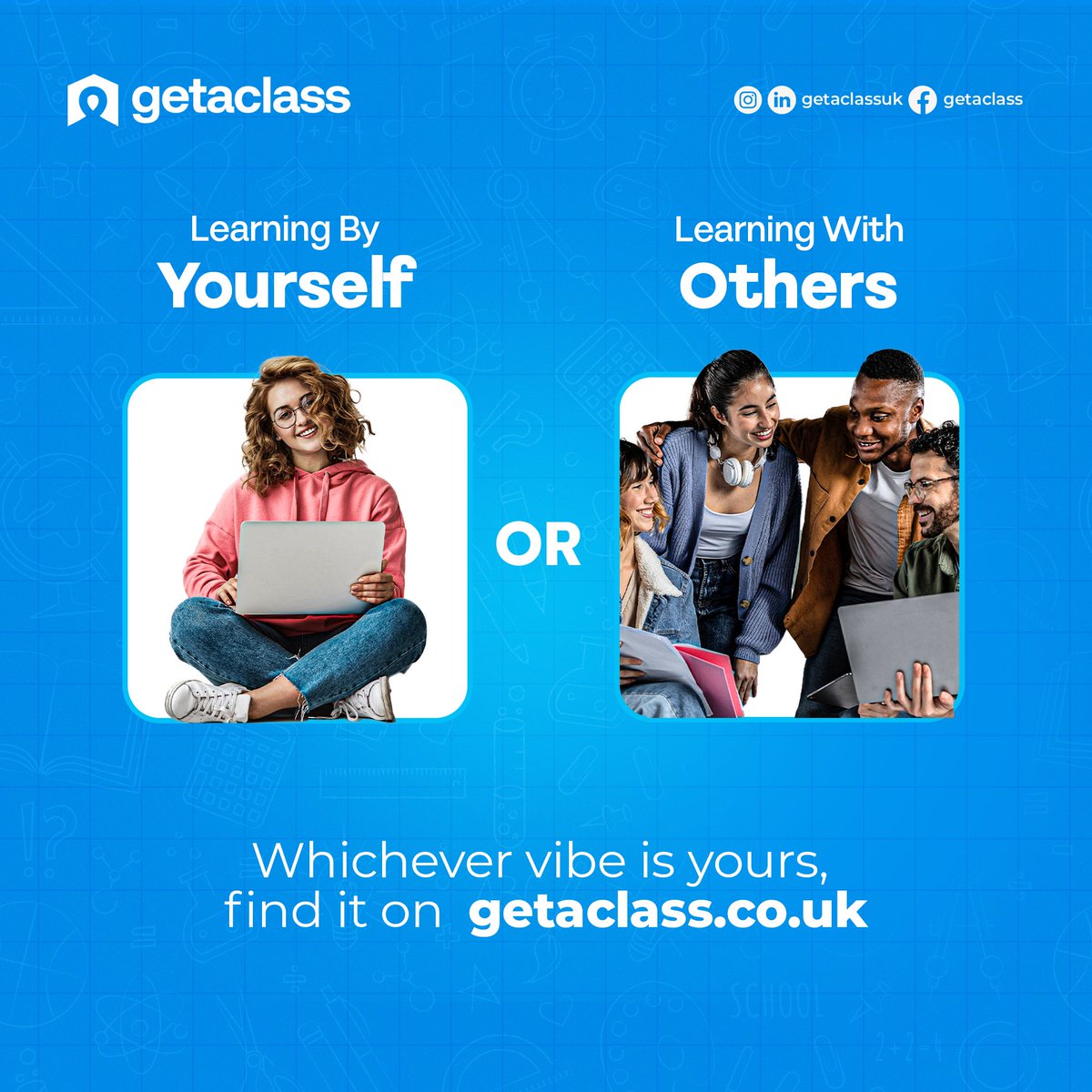 GetaClassUK's tweet image. With GetaClass, you can learn however you want. Whether it's our one-on-one tutoring feature or our group classes, there's something for everyone here! 🙌🏼

Visit getaclass.co.uk today to get started
.
.
.
#thirstforknowledge #learninganywhereanytime #getaclass
