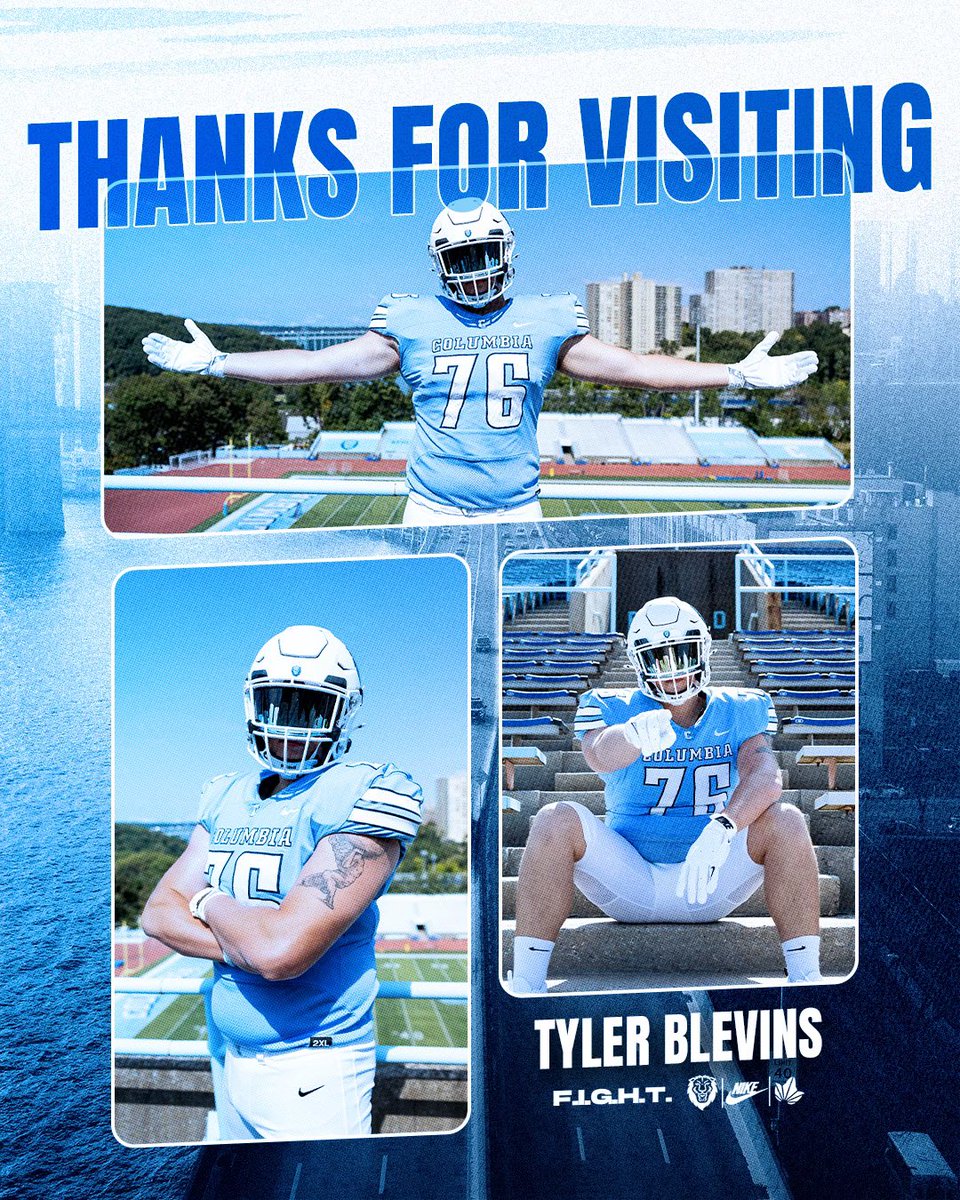 Tyler Blevins (@tyblev76) on Twitter photo Had an amazing weekend in New York! Thank you <a href="/CULionsFB/">Columbia Football</a> and <a href="/Coach_Poppe/">Jonathan Poppe</a> for having me out! Had an amazing weekend in New York! Thank you <a href="/CULionsFB/">Columbia Football</a> and <a href="/Coach_Poppe/">Jonathan Poppe</a> for having me out!