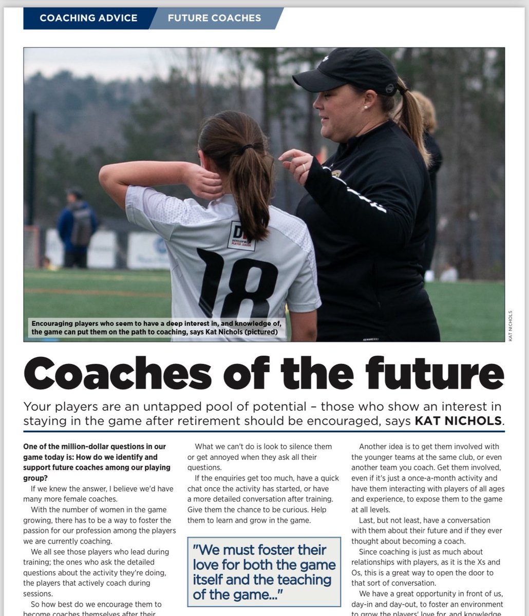 Kat Nichols (@coachkat18) on Twitter photo ✍️✍️ Grateful for another opportunity to write for <a href="/SoccerCoaching/">Women's Soccer Coaching</a>
How do we raise up future coaches??
Check out the latest issue:
womenssoccercoaching.com/coaching-advic… ✍️✍️ Grateful for another opportunity to write for <a href="/SoccerCoaching/">Women's Soccer Coaching</a>
How do we raise up future coaches??
Check out the latest issue:
womenssoccercoaching.com/coaching-advic…