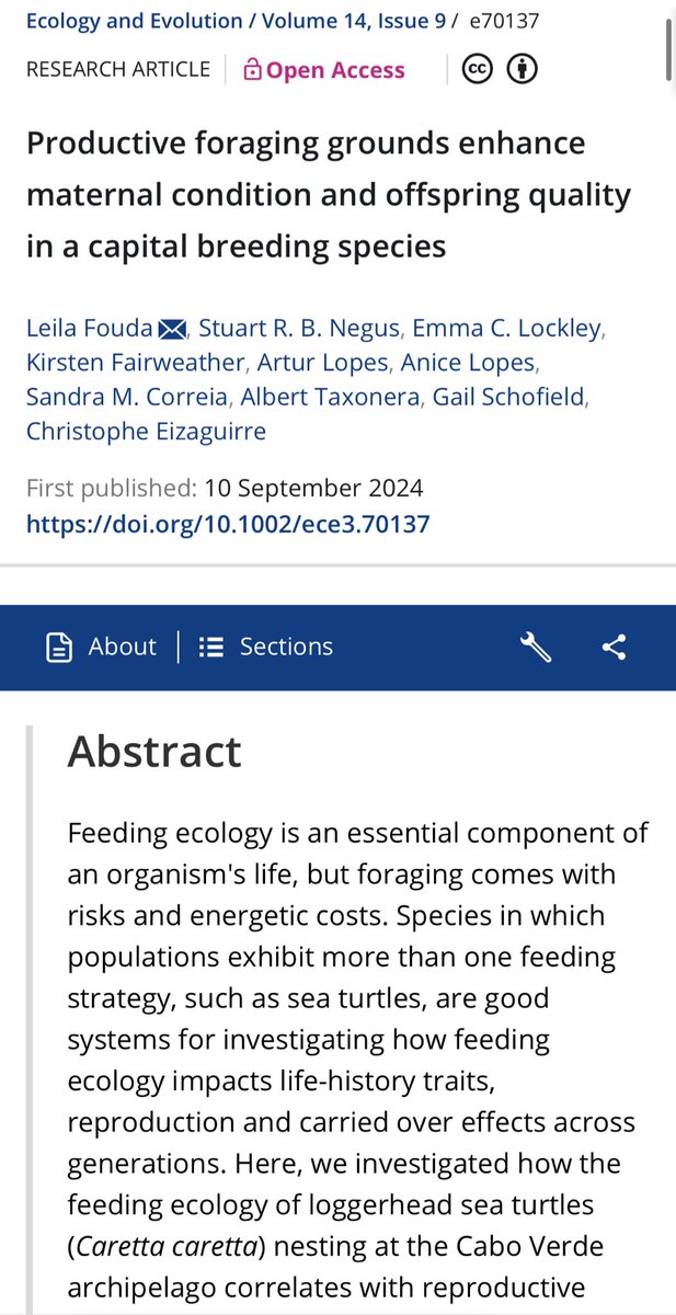 Dr Leila Fouda (@leila_fouda) on Twitter photo Very excited to share that our new #SeaTurtle and #StableIsotope paper is now out #OA in the world <a href="/Ecol_Evol/">Ecology and Evolution</a>! Would not have been possible without such a great team of collaborators <a href="/EizaguirreLab/">Eizaguirre Lab</a> <a href="/QM_SBBS/">QM_SBBS</a> and <a href="/ProjetoBioSal/">Project Biodiversity</a>! Very proud of this PhD work dx.doi.org/10.1002/ece3.7… Very excited to share that our new #SeaTurtle and #StableIsotope paper is now out #OA in the world <a href="/Ecol_Evol/">Ecology and Evolution</a>! Would not have been possible without such a great team of collaborators <a href="/EizaguirreLab/">Eizaguirre Lab</a> <a href="/QM_SBBS/">QM_SBBS</a> and <a href="/ProjetoBioSal/">Project Biodiversity</a>! Very proud of this PhD work dx.doi.org/10.1002/ece3.7…