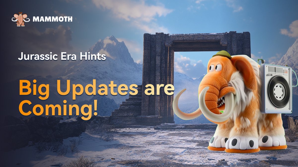 The countdown continues, Mammoth Fam! 
👀 Here’s a hint: think new ways to engage, boost rewards, and elevate your NFT experience.

🧐This next chapter is going to unlock more possibilities than ever before. Stay sharp, big things are around the corner! 

#MammothDAO #NFT #Web3
