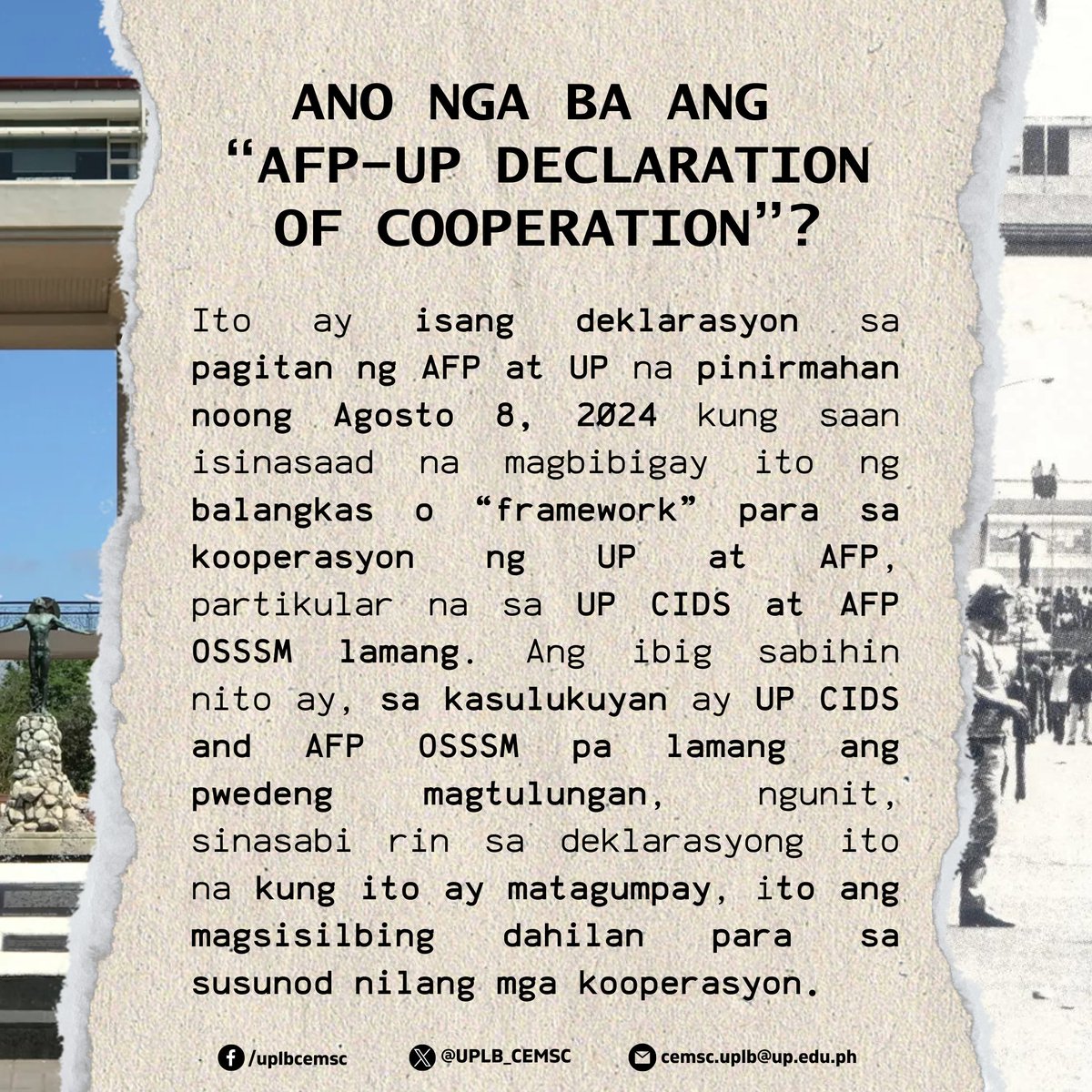 UPLB_CEMSC's tweet photo. 𝘈𝘯𝘨 𝘵𝘢𝘯𝘨𝘩𝘢𝘭𝘢𝘯𝘨 𝘪𝘵𝘰'𝘺 𝘢𝘵𝘪𝘯 𝘯𝘨𝘢𝘺𝘰𝘯𝘨 𝘨𝘢𝘣𝘪  𝘞𝘢𝘭𝘢𝘯𝘨 𝘮𝘢𝘬𝘢𝘬𝘢𝘱𝘪𝘨𝘪𝘭, 𝘩𝘪𝘯𝘥𝘪 𝘵𝘢𝘺𝘰 𝘵𝘪𝘵𝘪𝘨𝘪𝘭 🎶🌙

#UpholdSafeHavenResolution 
#DefendTheUniversity https://t.co/VcK2F6pe37