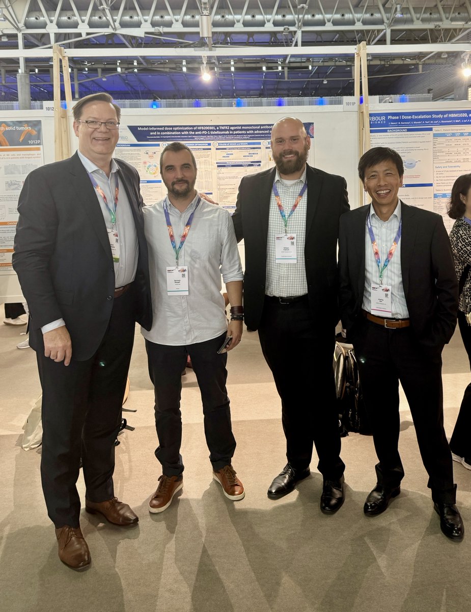 hifibio's tweet photo. Our team enjoyed the exciting conversations around our two posters at #ESMO2024! We are thrilled to share the amazing Ph1 clinical trial results for HFB200301, a first-in-class TNFR2 agonist and HFB200603, a best-in-class BTLA antagonist.
The full posters are up on our website for viewing:
HFB200301: https://t.co/4mChg6Bacx
HFB200603: https://t.co/uMXkI9vXTx