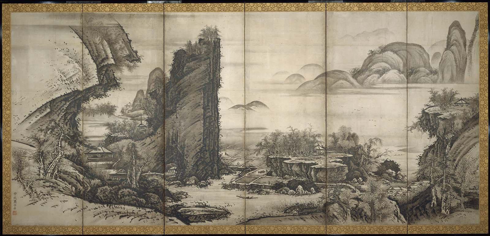 二曲屏風 肉筆　書画［沈栄 牡丹］清代書画家 苏州の人（1794 －1856)! 二曲屏風 肉筆 書画［沈栄 牡丹］清代書画家 苏州の人（1794 －