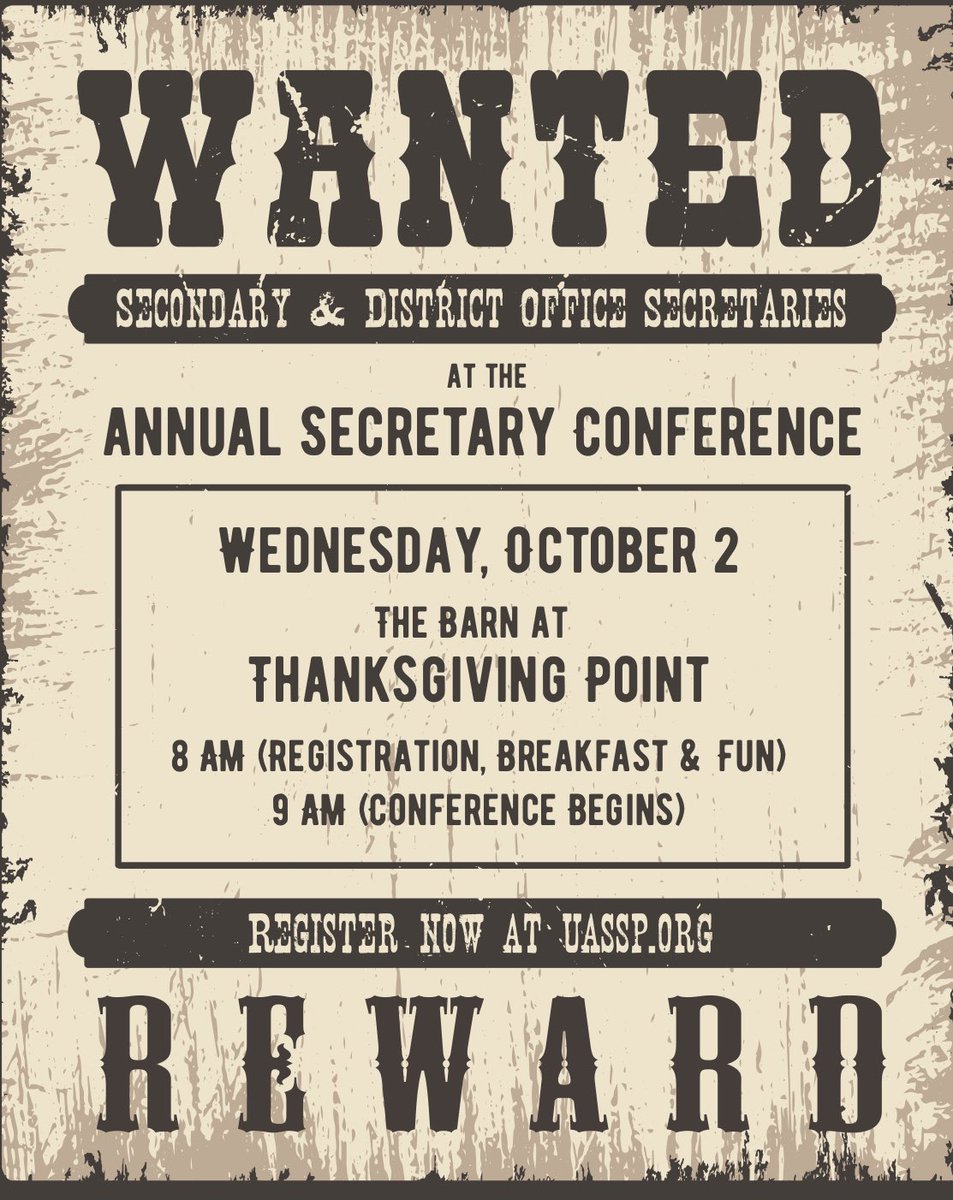 We are excited for our UASSP Secretary Conference at The Barn at Thanksgiving Point. Register now at UASSP.org. #inspiregreatness