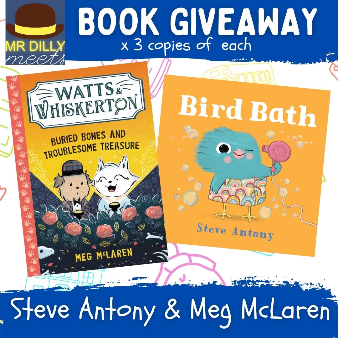 📢#GIVEAWAY! Win x 3 copies each of WATTS &amp; WHISKERTON 😺@MegfaceMcLaren &amp; BIRD BATH🐦 <a href="/MrSteveAntony/">Steve Antony</a> Enter Follow, RT, Like. Ends 19/9👍 

➡️Join Steve &amp; Meg LIVE this Wed 9.15am Book here  tinyurl.com/4evmw3km🎨📚KS1 Online Fun!   
#edutwitter #GiveawayAlert #schools #kidlit