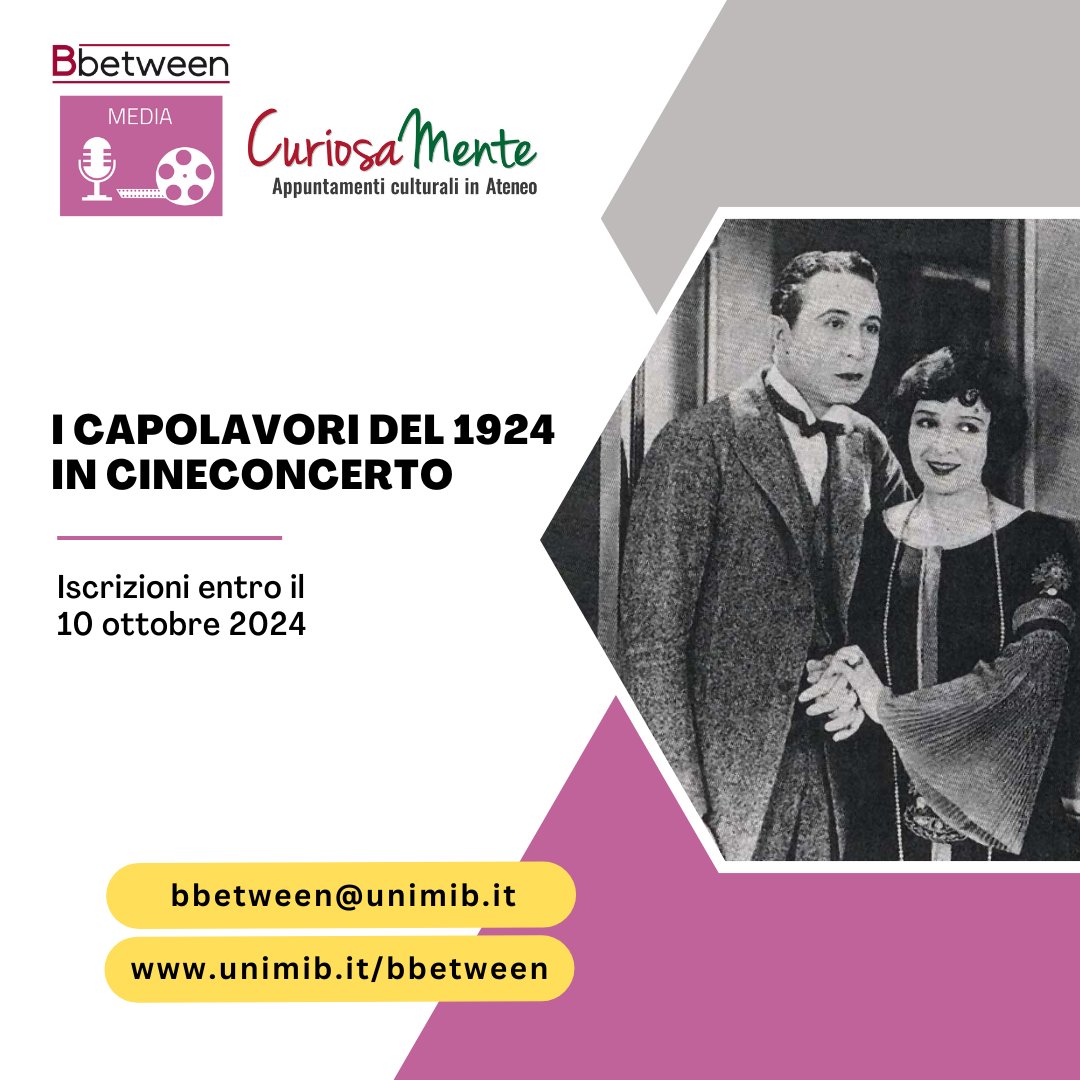Bbetween Unimib (@bbetween_unimib) on Twitter photo 3 cineconcerti e 3 appuntamenti didattici in <a href="/unimib/">Università degli Studi di Milano-Bicocca</a> per riscoprire il patrimonio filmico del cinema muto e il suo rapporto con la musica 🎥🎼
Visita il sito per scoprire il programma e iscriverti al percorso: unimib.it/eventi/capolav…
La partecipazione è gratuita e aperta a tutti! 3 cineconcerti e 3 appuntamenti didattici in <a href="/unimib/">Università degli Studi di Milano-Bicocca</a> per riscoprire il patrimonio filmico del cinema muto e il suo rapporto con la musica 🎥🎼
Visita il sito per scoprire il programma e iscriverti al percorso: unimib.it/eventi/capolav…
La partecipazione è gratuita e aperta a tutti!
