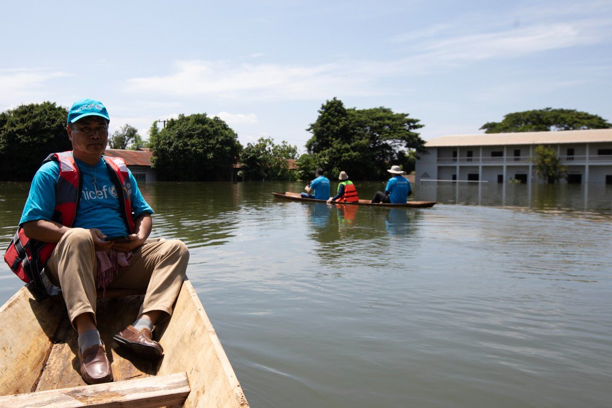 SimonNazer's tweet photo. Yesterday, I visited the flood-stricken village of Veune Khene in Laos. 

Homes and schools submerged, yet the resilience of the community remains strong. 

With @UNICEFLaos support, vital supplies are reaching families, and amidst the devastation, there’s hope. 

#FloodResponse https://t.co/jGPpq1OVqM