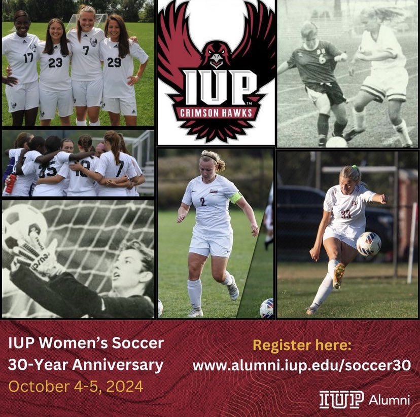 Register by September 19th for the IUP women’s soccer 30th anniversary celebration, taking place over Homecoming weekend. 

#TalonsUp 

Register: alumni.iup.edu/s/894/bp21/pro…