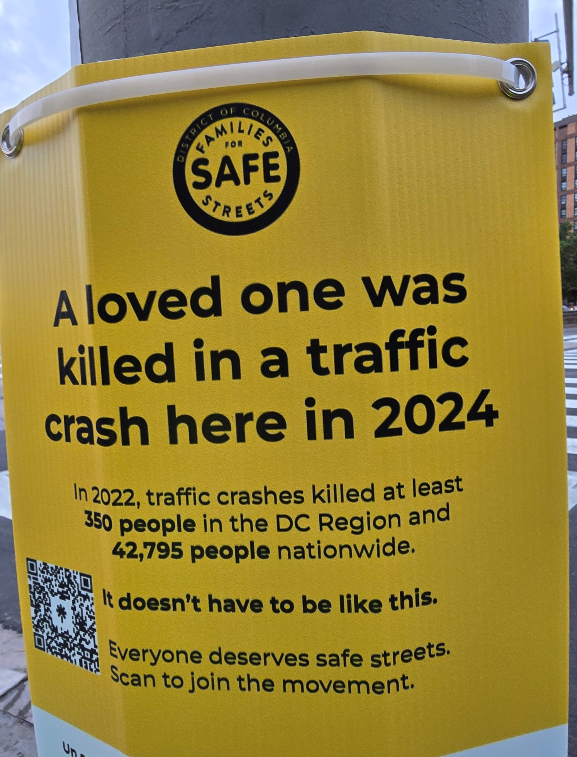 ScottRobertsDC's tweet photo. A @SafeStreetsDC sign has been installed on a street pole at North Capitol St & New York Ave
"A loved one was killed in a traffic crash here in 2024."
https://t.co/csCALA76lQ
@hanoverDC @TruxtonCircle @anc5edc
@DDOTDC
@DCVisionZero #VisionZeroDC