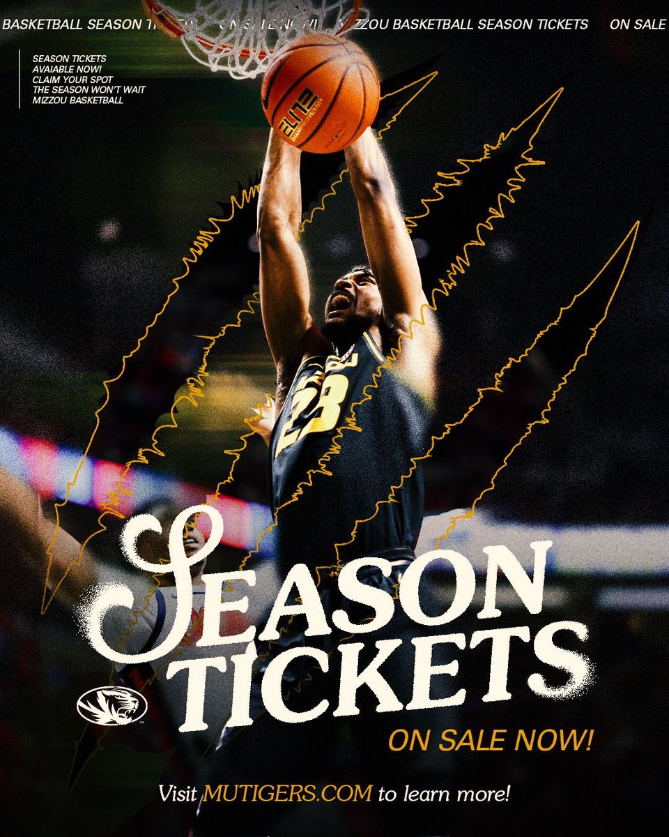 You want courtside chaos? You know where to find it. Season tickets on sale now. 🏀 #MIZ #ETTB <a href="/mizzouathletics/">Mizzou Athletics</a>
<a href="/mizzouhoops/">Mizzou Hoops</a>
