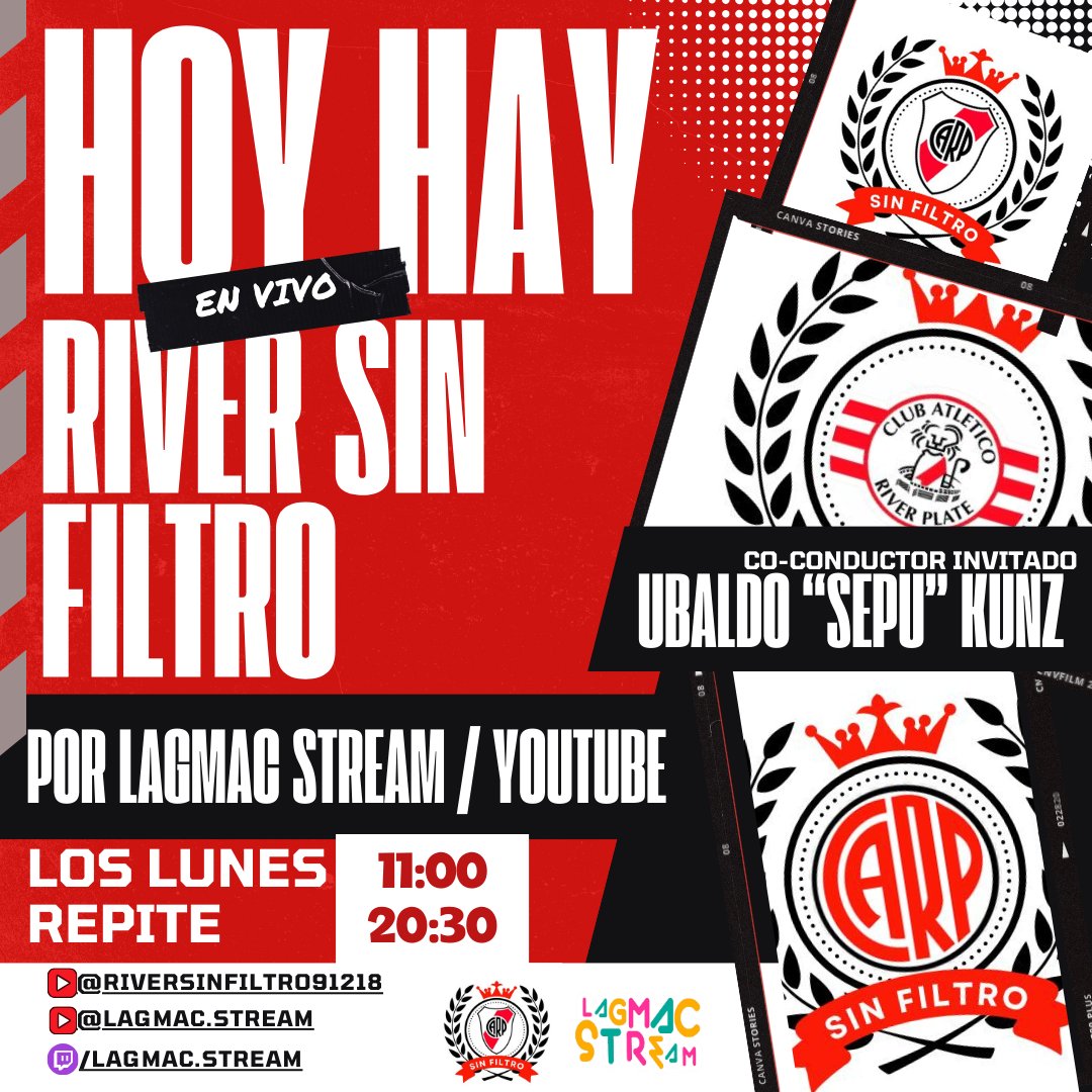 HOY VUELVE "RIVER SIN FILTRO"... y viene <a href="/Sepu79/">Ubaldo Kunz</a> a hablar de Colo Colo y del Superclásico. ¡IMPERDIBLE!