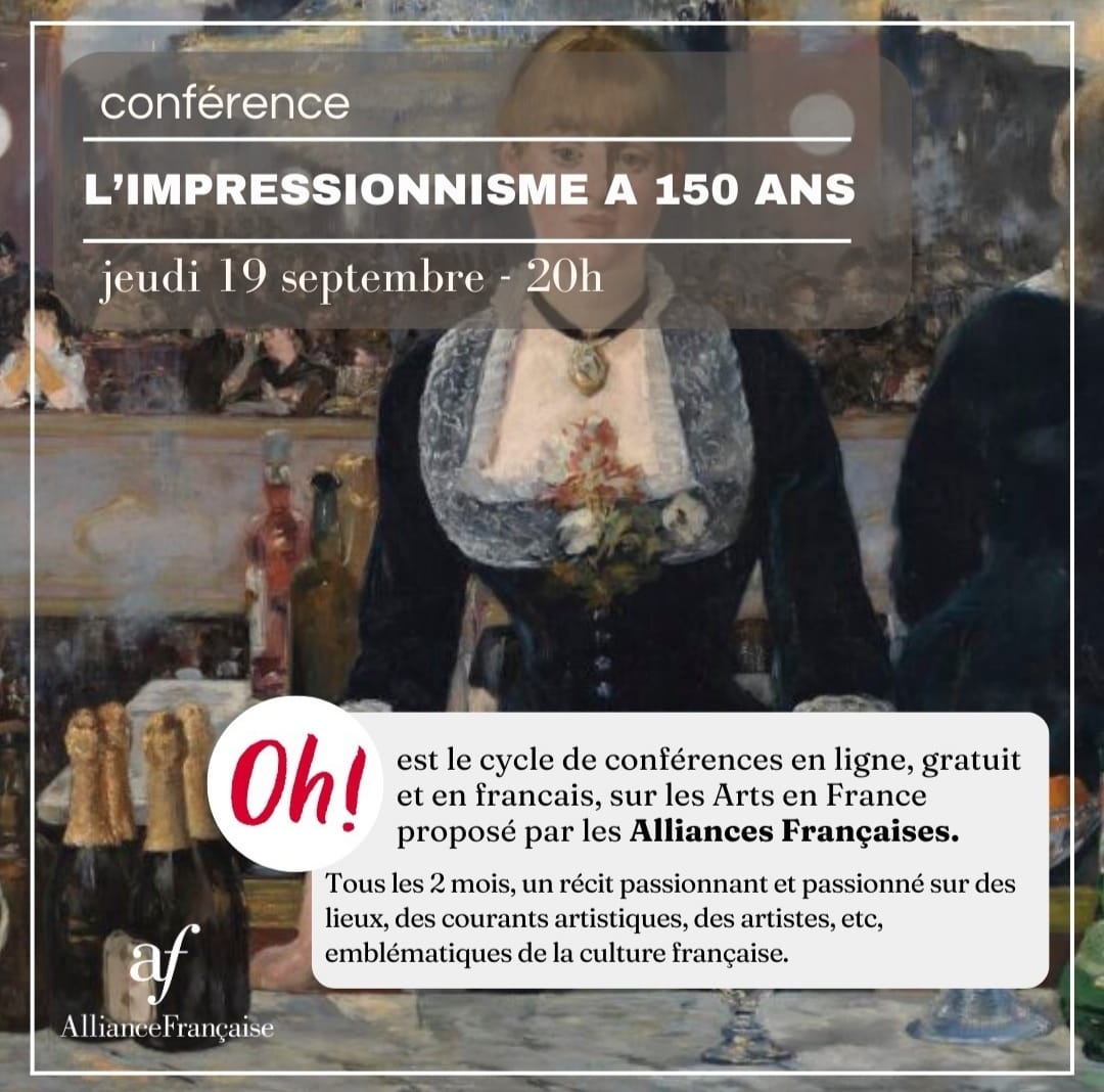 AF_PALMA_'s tweet photo. L'IMPRESSIONNISME A 150 ANS ! Rendez-vous le jeudi 19 septembre, à 20:00, pour une nouvelle CONFÉRENCE EN LIGNE, GRATUITE, EN FRANÇAIS. Partez à la découverte de l'IMPRESSIONNISME. Lien sur notre site https://t.co/3L4HfK3dkn https://t.co/pURYGIhNI8