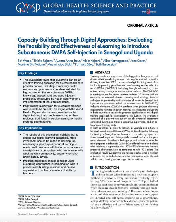 GHSPJournal's tweet photo. This evaluation of online training for health workers to counsel clients wishing to self-inject subcutaneous DMPA suggests that online training can be effective while saving time and money and work best when complemented with supportive supervision. https://t.co/jNBHZwcgvv https://t.co/YOLIJ9dJtG