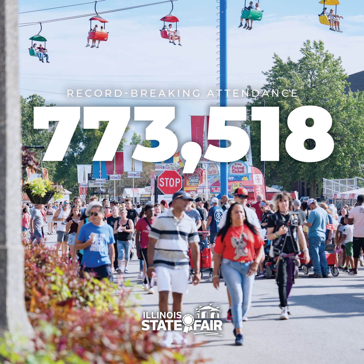 It was a record-breaking year at the 2024 IL State Fair - 773,000+ people attended the 11-day event, the highest number on record. Nearly 66,000 more than the previous record set last year. Planning is now underway for the 2025 IL State Fair, which will be held Aug. 7 - 17.