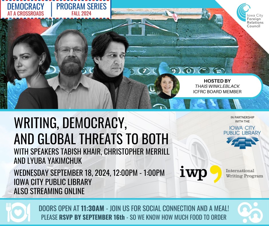 THIS WEEK: Join us for a powerful conversation on the intersection of writing and democracy and the global threats facing both.

🗓️ Wednesday, September 18, 2024
📷 12:00 - 1:00 PM 

icfrc.org/events-calenda…
