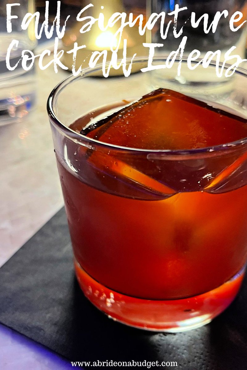 If you don't want a full bar at your fall wedding, you can offer a few signature cocktails instead. That will be much easier for your bartenders, plus, it'll save your wedding budget.

For some help choosing, check out these Fall Signature Cocktail Ideas: abrideonabudget.com/2015/08/fall-s…