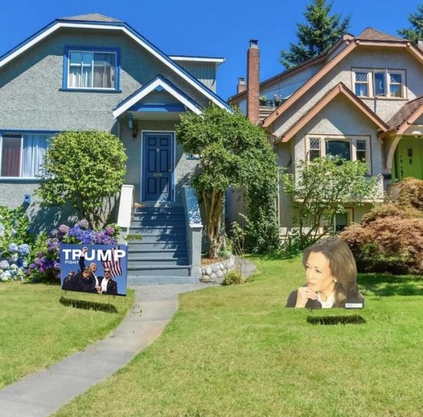 AnnieForTruth's tweet photo. Perfect! This is how you respond to the weird neighbor’s obnoxious Trump sign! 👍💙💙 https://t.co/dlHfVYGKA5
