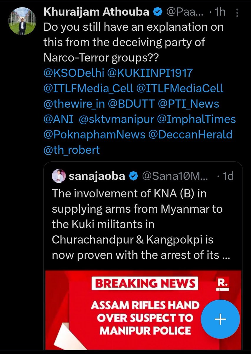 KipsKuki's tweet photo. #Manipur
A migrant who was legitimately given shelter by India was declared a cadre of KNA-B by the meitei CM. Why? Because 1) this meitei CM is not aware of govt. procedure 2) So that his minions like @republic @KoloiManipur @Paari_Athouba @Sana10Meitei  can spread the fake news https://t.co/91ZWyb9sBL