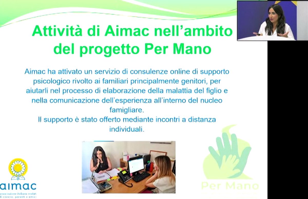 favo_it's tweet photo. G. Masiello - psicologa di @aimac_it : "Riunioni di equipe, attivazione di un servizio di supporto psicologico dedicato alle famiglie, intervisione, realizzazione di materiale informativo, sono i servizi attivati da Aimac nel progetto #PerMano" https://t.co/HX0wDspbxR