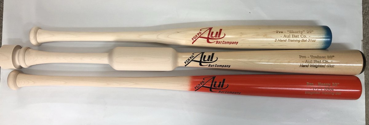 AulBatCo's tweet image. Whatever kind of training bat you need this off season.  We have you covered!  #1hand #2hand #heavy #handweighted #multiple #sizes #train #hard #wood #baseball #swingaulornothing