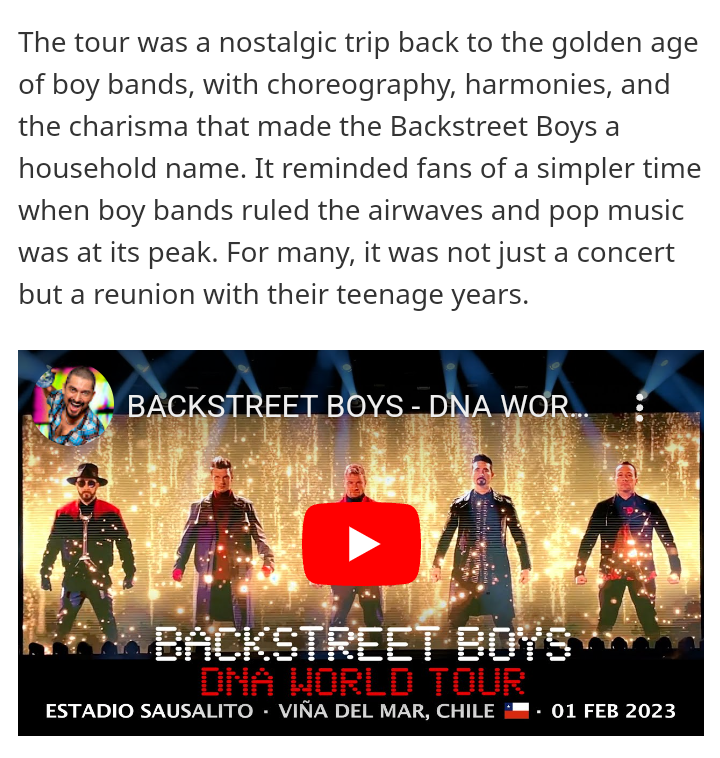misha_bsb's tweet photo. Backstreet Boys' #DNAtour was #4 on Isle of Wight Radio's
"Five Comeback Tours That Brought Ultimate Nostalgia"
https://t.co/TeWXS5KbxJ https://t.co/BsCd29RwyK
