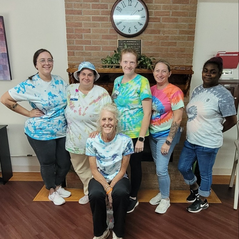 PruittHealth's tweet image. There’s no better way to celebrate summer than with an art project! PruittHealth – Pickens (SC) held a tie-dye party for patients and caregivers to brighten their day with a pop of color! #PruittHealth #SeniorCare #TieDye